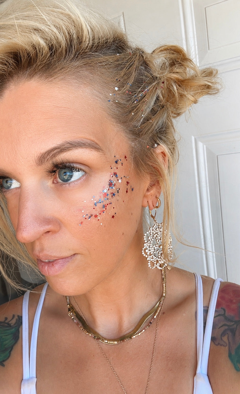 ❤️🤍💙 Red White & Blue Hair + Face  Glitter Balm